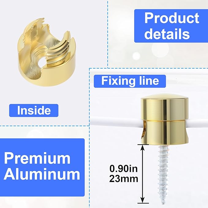 10 Sets Charger Holders for Cords, Gold Adjustable Cable Anchor Holders, Adhesive Metal Cord Clips, Cable Management Wire Organizers for Desk, Office, Nightstand