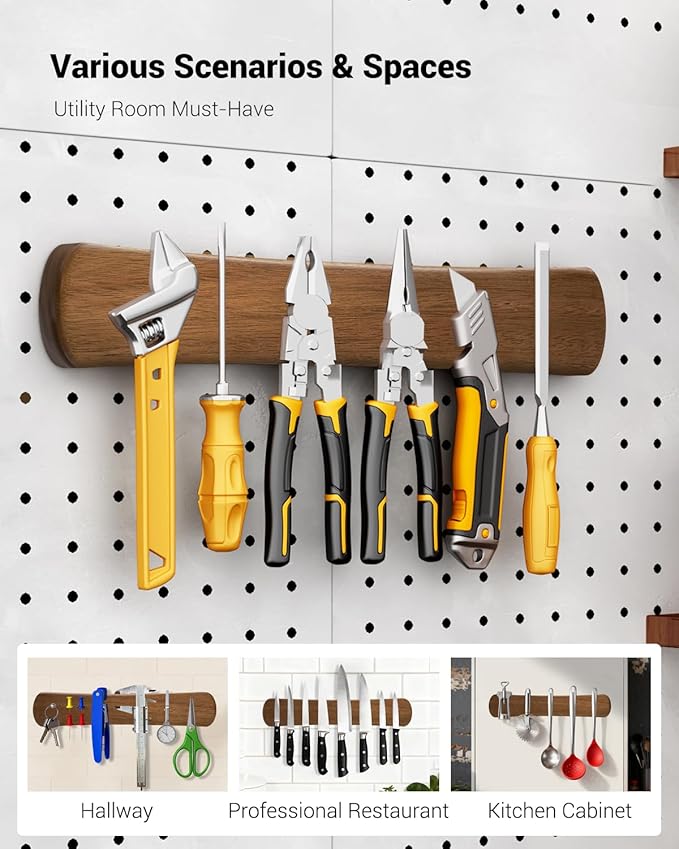 Magnetic Knife Holder for Wall, 12 Inch Wood Strong Magnetic Knife Strip, Small Kitchen Storage Space Savers, Rv Apartment Farmhouse Accessories Organizer, Housewarming Gifts for New Home