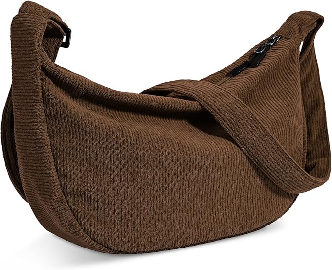 Crossbody Sling Bag for Women Men Trendy, Crescent Bag with Adjustable Strap, 2 Zippers Lightweight