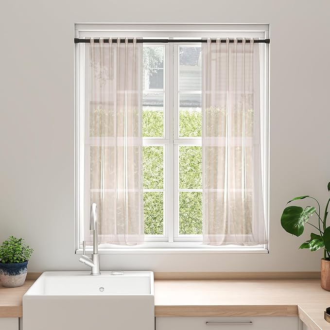 FVONZON Tension Curtain Rod Black Spring Tension Curtain Rods 26-39 inch 4Pack Adjustable Spring Rods Extendable Tension Rod For Closet, Window, Kitchen,Bookshelf,Bathroom