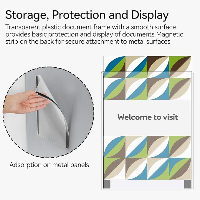 15 Pcs 8 1/2'' x 11'' Rigid Magnetic Sign Holder Magnetic Frames Clear Plastic Paper Holder with Magnet Borders Magnetic Document Holder (15Pcs)