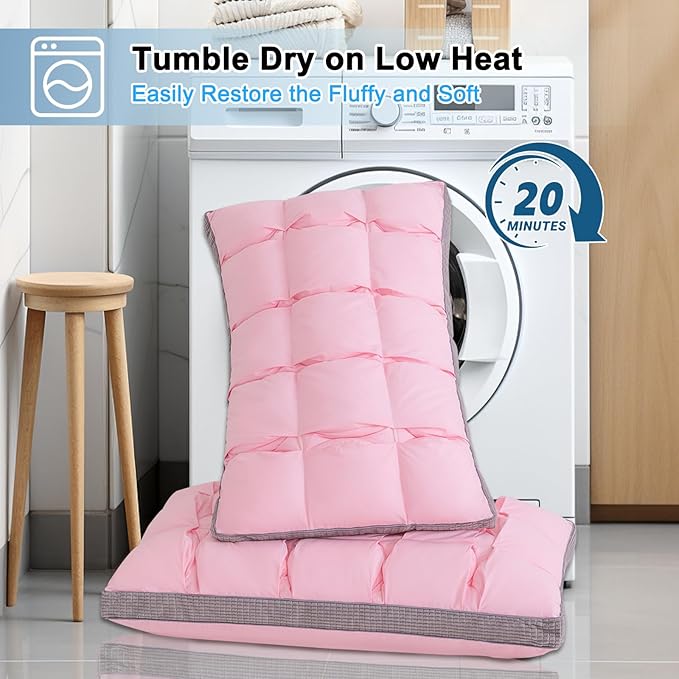 YOUR MOON Soft Pillow Standard for Sleeping, Super Soft Support Down Alternative Pillow, 100% Cotton Shell Luxury Comfy Fluffy Bed Pillows for Sleep(Pink)