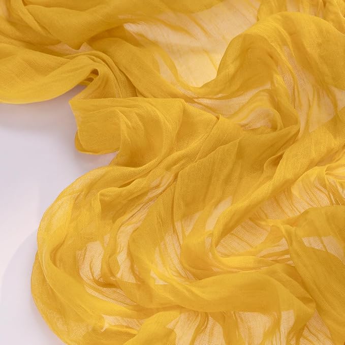 Socomi Gold Yellow Cheesecloth Table Runner Summer Boho Rustic Gauze 120 inch 10FT Cheese Cloth Sheer Runner for Wedding Party Baby Shower Birthday Home Decor Holiday Decorations