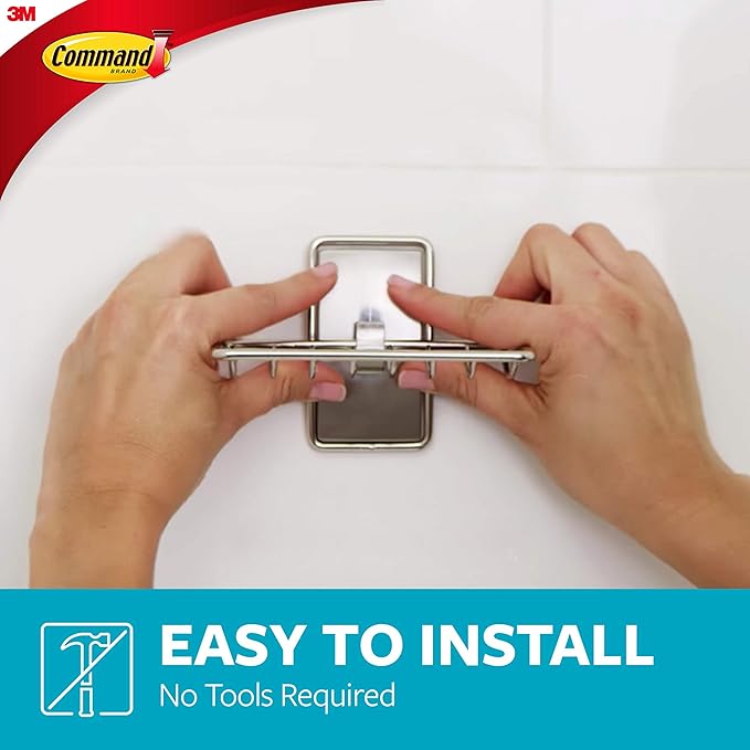 Command Soap Dish for Shower, Damage Free Hanging Bathroom Soap Dish, No Tools Bar Soap Holder, 1 Satin Nickel Soap Dish and 2 Water-Resistant Command Strips