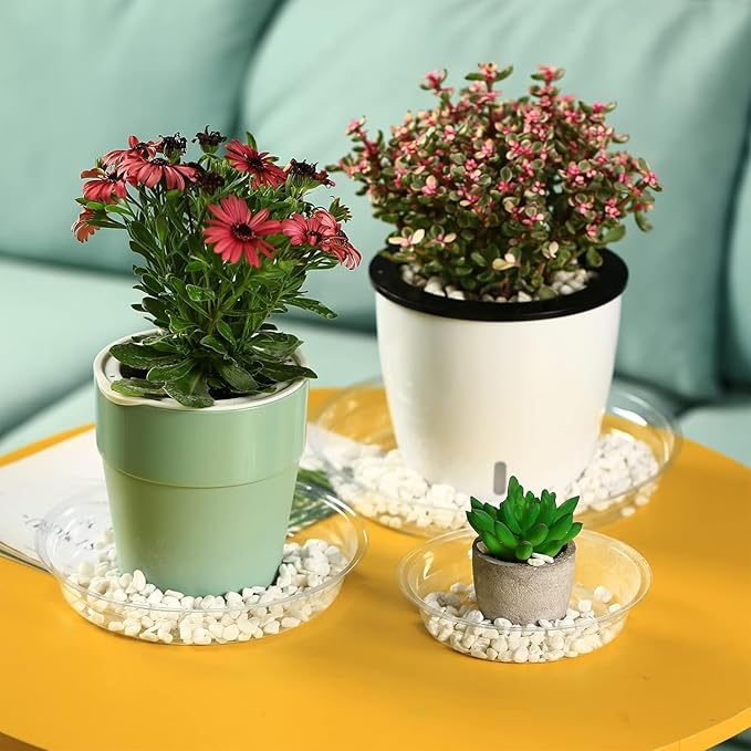 30 Packs 18" Extra-Large Clear Plant Saucers for Indoor Outdoor Use, Heavy Duty Plastic Plant Trays for Planters, Bulk Flower Pot Drip Trays to Catch Water, 4 to 20 Inch