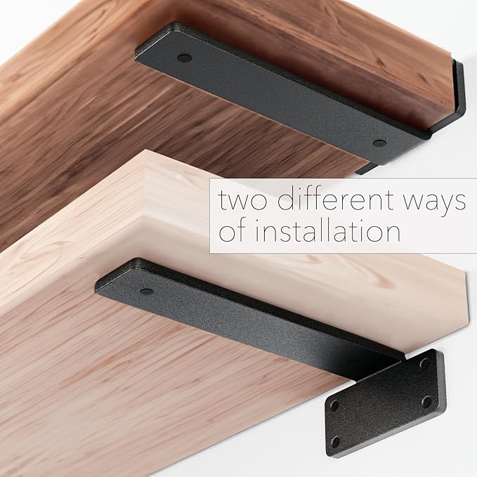 8 Pack Shelf Brackets 6 Inch Floating Shelf Bracket 1/5 inch Thick Heavy Duty Hidden Shelf Brackets Iron Metal Brackets for Shelf Support with Screw Included