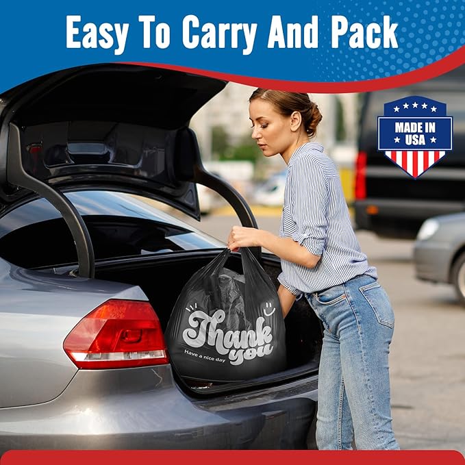 Fuxury Thank You Plastic T-shirt Bags Black 84000 Count (84 Boxes, 1000 Count/Box) Pallet Package for Small Business, Grocery, Takeout, To Go, Retail Shopping Bags in Bulk