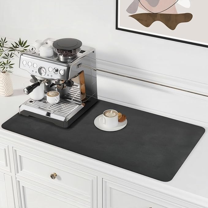 2PCS Dish Drying Mat for Kitchen Counter – Super Absorbent, Heat Resistant & Non-Slip Rubber Backed, Multi-Use Drainer Mat for Dishes, Coffee，Pets（2pcs）