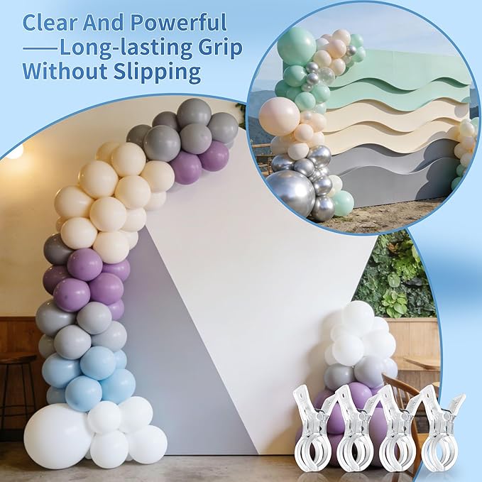 PUGPIU 10 Pack Plastic Transparent Balloon Arch Clips for Backdrop | 3.5 Inch Heavy-Duty Spring Clamps for Birthday Decor | Crafts | Photo Studios
