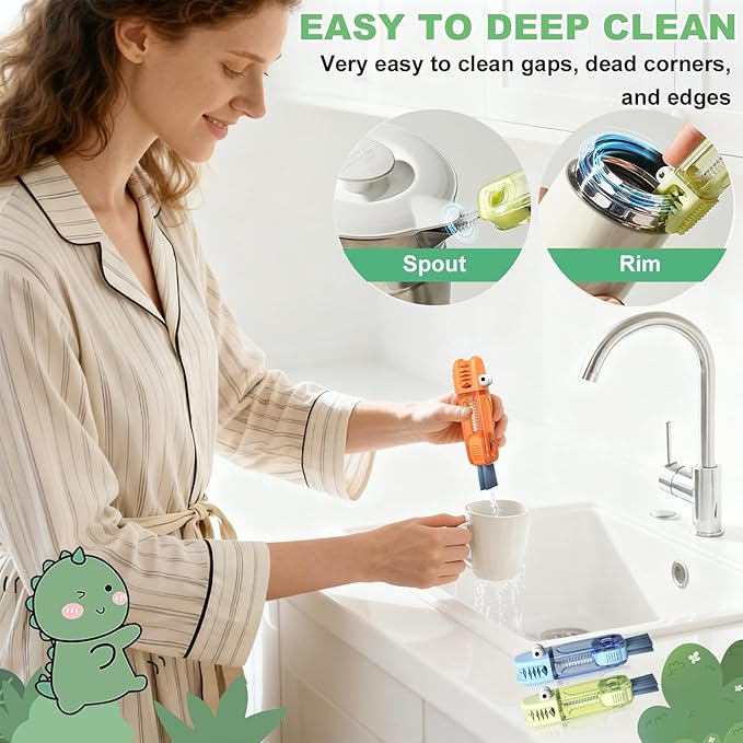 6 PCS Cup Lid Gap Cleaning Brush, Portable Water Bottle Brush, Multifunctional Bottle Cleaner Brush Set for Tight Spaces, Bottle Gaps, Straws, Tumblers, Travel Mug Caps