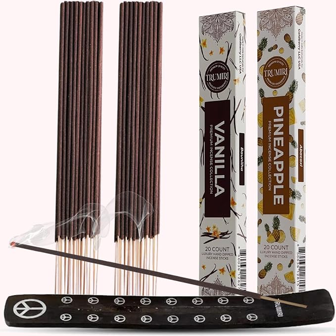 Trumiri Incense Sticks - Combo Pack of 40 Insence-Sticks - 20 Vanilla + 20 Pineapple - Insenses - Insents - Incents - Inscense - Incence - Incienso - All Natural Incense Sticks