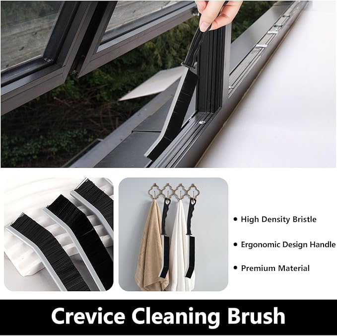 Window Cleaner Set, 17Pcs Window Door Tracks Groove Crevice Cleaning Brushes Tools for Sliding Glass Doors, Air Conditioner