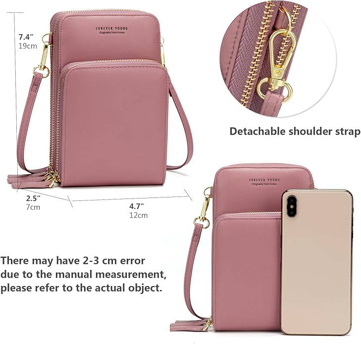 myfriday Small Leather Crossbody Bag for Women with Guitar Strap Mini Crossover Bags & Shoulder Purses with 2 Card Slots