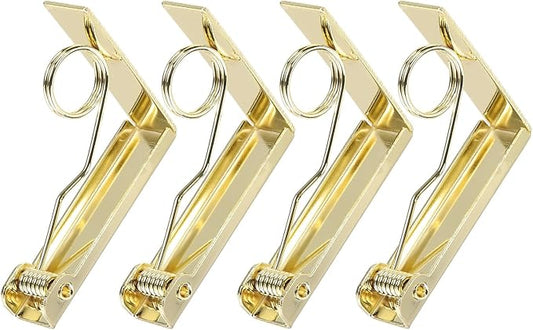 uxcell 4 Pack Tablecloth Clips, Stainless Steel Table Cloth Cover Clamps, 2.87" x 2.36" Windproof Holder Clips for Home Party Picnic Wedding Camping Dining Tables, Gold