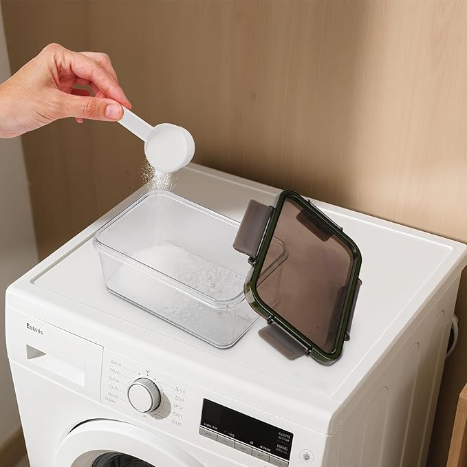 MYITYARD Laundry Pods Container 3 Pack, Clear Powder Detergent Storage with Scoops and Sealing Lid - Dryer Sheet Holder for Laundry Room Organization