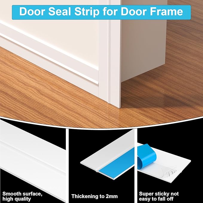 Weather Stripping Door Seal, Seal for Frame and Gaps Draft Stopper, Glass Shower Door Sweep, White, 20 Feet x 1 Inch