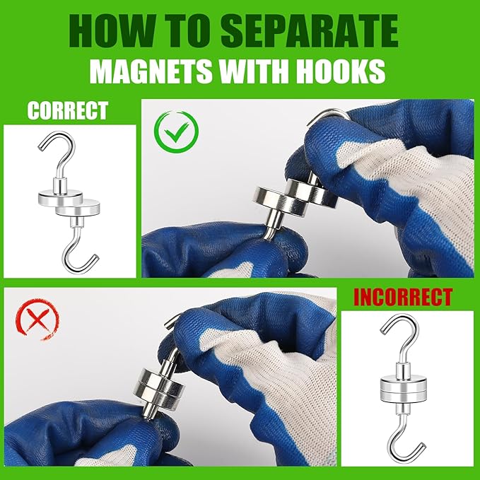 MIKEDE Heavy Duty Magnetic Hooks for Refrigerator Outdoor Hanging Brackets Magnetic Hanger for Cabins Grill - Pack of 5 50lbs