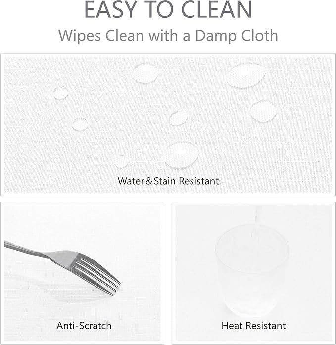 Rectangle 4 Feet Tablecloth 60x84 inch Linen Textured Table Cloth Stain and Wrinkle Resistant Washable Polyester, Decorative Table Cover Waterproof for Dining, Buffet and Camping, White