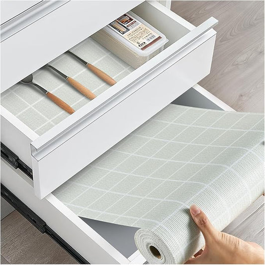 Drawer and Shelf Liner, Non-Slip Kitchen Cabinet Liners Non-Adhesive Thick Strong Grip Waterproof Washable Mats Protect Dresser Shelves Cupboard Bathroom Cabinets, Light Green, 12 in X 10 FT