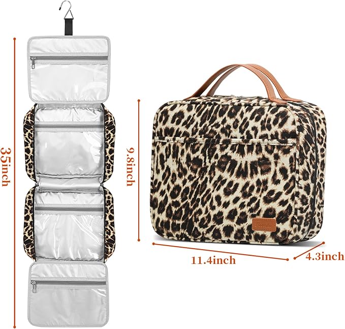 Bosidu Hanging Travel Toiletry Bag, Large Capacity Cosmetic Travel Toiletry Organizer for Women with 4 Compartments & 1 Sturdy Hook, Perfect for Travel/Daily Use/Christmas