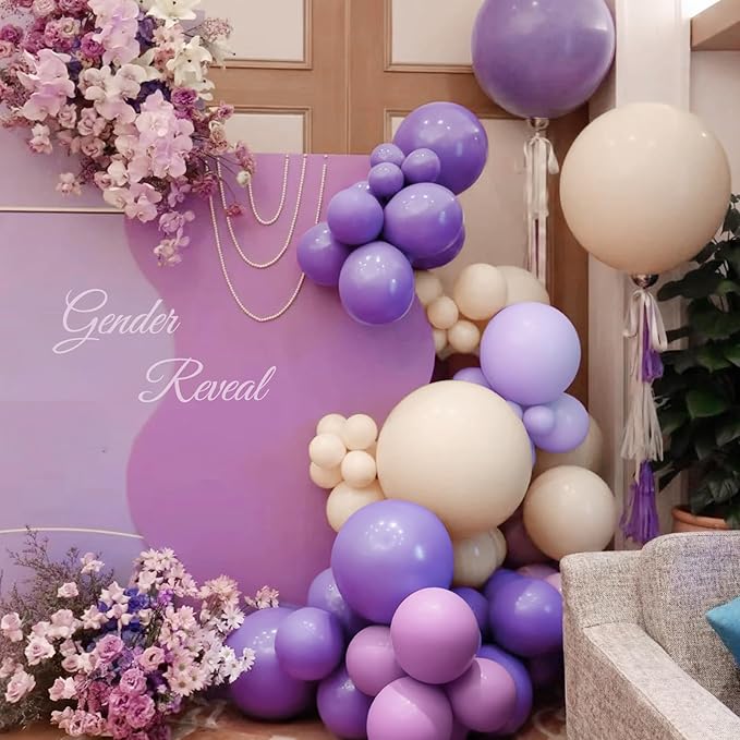 MEBAY Dusty Purple Balloon Garland Kit, 166Pcs Pastel Lavender and Macaron Orange Balloons for Girls Women Princess Wedding Baby Shower Birthday Party Decorations Supplies