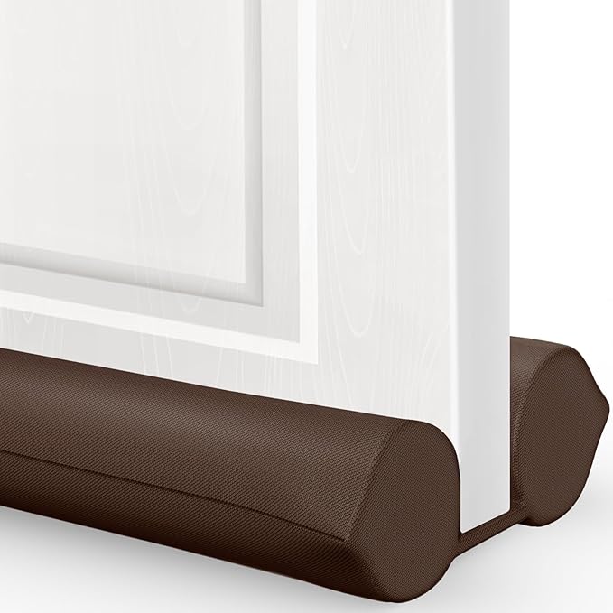 Comfyanno Under Door Draft Stopper - Bottom Door Gap Filler & Seal - Fits 24” to 30” Door, Blocks Cold Air, Noise, Sound, Wind, Bugs, Easy to Install, Double-Sided Block, No Adhesive, Brown