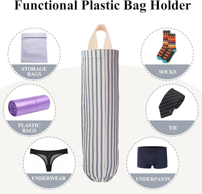 TOGETRUE Plastic Bag Holder, Wall Mount Grocery Bag Holder, Reusable Trash Bags Organizer for Home Kitchen Pantry Decor (Blue)