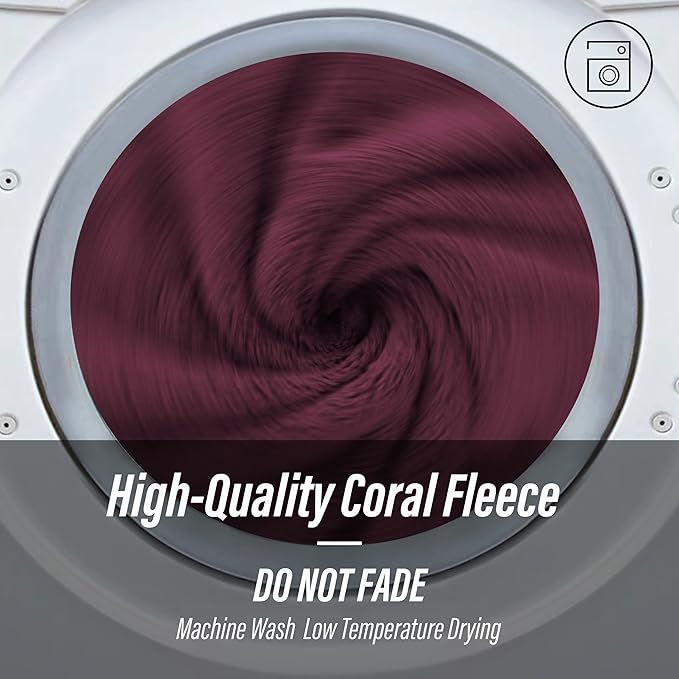 MOONQUEEN Ultra Soft Microfiber Coral Velvet Towel Set - Quick Drying, 2 Bath Towels, 2 Hand Towels, 2 Washcloths - Burgundy, 6 Pcs