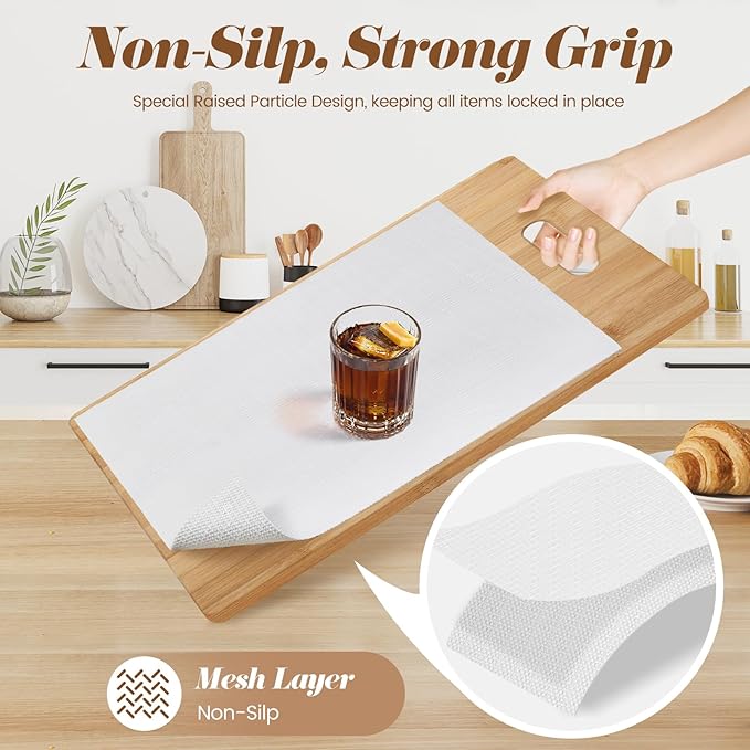 Drawer Shelf Liner for Kitchen Cabinets Non-Adhesive, Non Slip Shelf Paper Waterproof Thickened Cabinet Liners for Shelves, Strong Grip Mats for Cupboard, Dresser, Pantry, White, 12 in x 30 FT