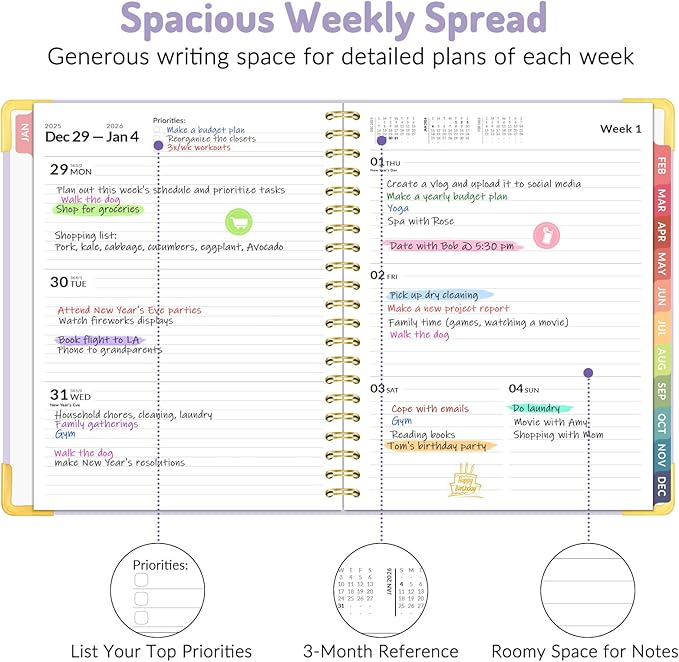 2026 Planner, Forvencer Calendar Planner Weekly and Monthly, Jan 2026-Dec 2026, 8.5" X 11", Hardcover Agenda Book, Daily Journal Organizer with Inner Pocket, Notebook for Office School, A4, Off-white