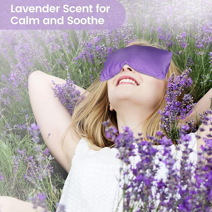 SuzziPad Lavender Eye Pillows for Relaxation with Aromatherapy, Weighted Mask for Sleeping, Hot & Cold Therapy Compress for Dry Eyes, Yoga Meditation Pillow, Purple, 4 Packs