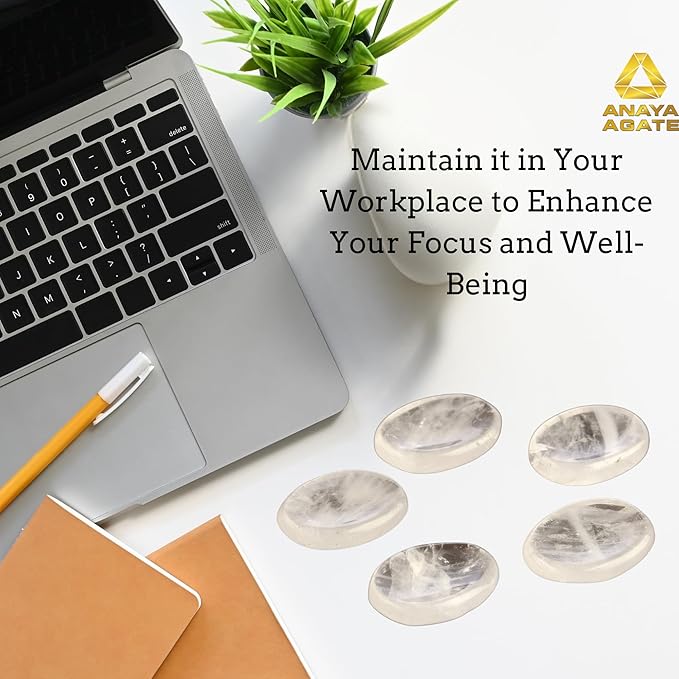 Clear Quartz Worry Stones – Crystal Thumb Worry Stone for Anguish, Stress – Relaxing and Soothing Balance Stones for Meditation, Stress Relief – Healing Stones and Crystals for Men and Women