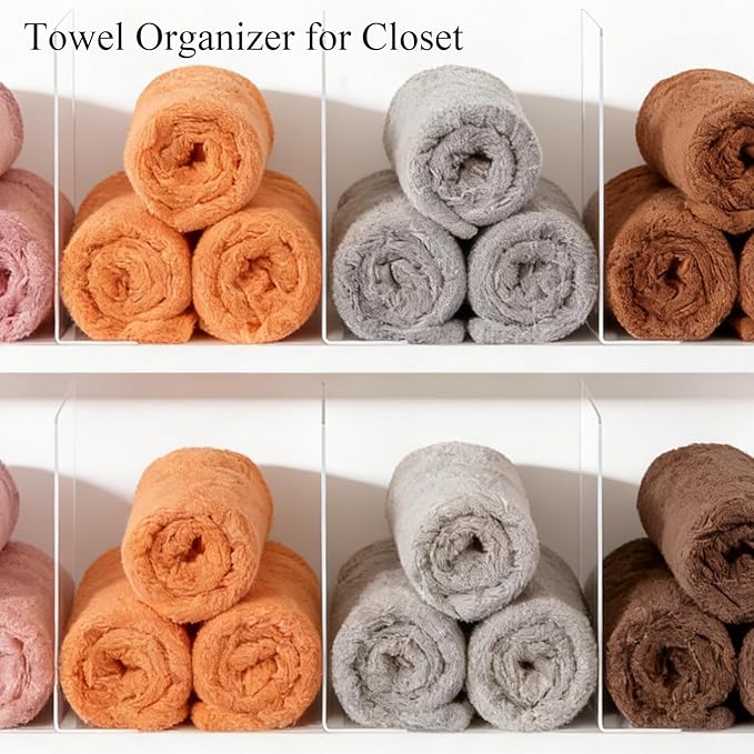 Shelf Dividers for Closet Organization: 12" Tall x 10" Deep Acrylic Closet Shelf Dividers for Clothes Sweater Purse - Free Standing Clear Separators for Shelves