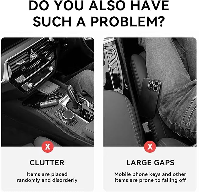 2PCS Car Seat Gap Filler, Automotive Seat Organizer Fill The Gap Between Seat and Console, Universal Car Storage Box Inserts Fill The Gap Between Seat &Console for Coins Wallets Keys (Beige)