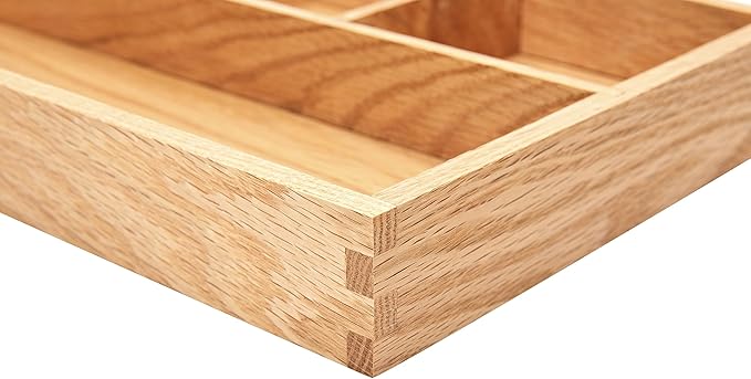 pandapark Wood Organizer Tray, Black Walnut, Desk & Drawer Storage Box (Oak Master-4)