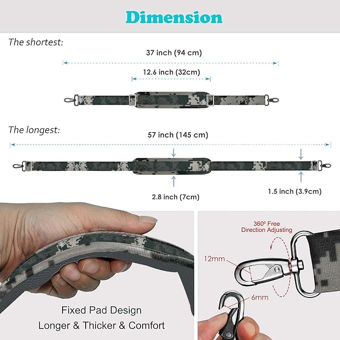ZINZ Bag Shoulder Strap, Padded Adjustable Shoulder Strap Replacement