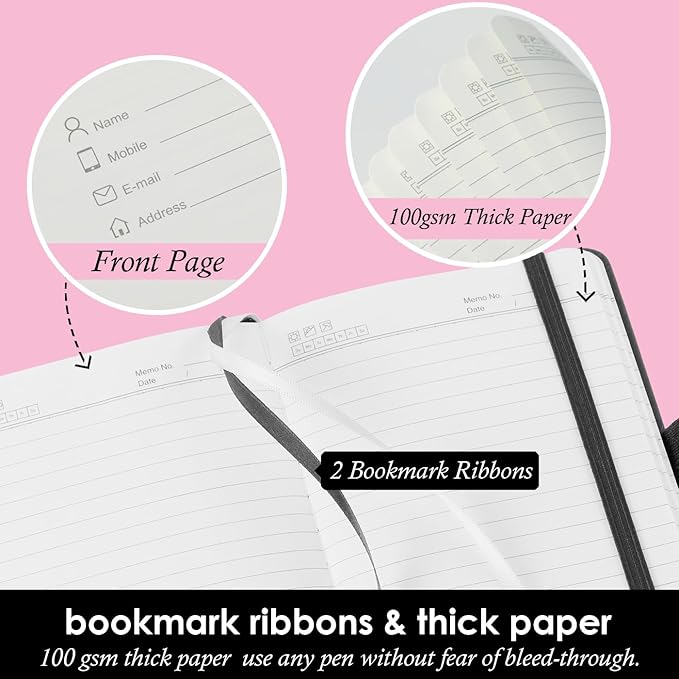 Small Pocket Notebook Journal for Men/Women, 3 Pack A6 Mini Small Notepad Note Book 3.7" x 5.7" with Pen Holder for Work Travel Writing, Leather, Grey