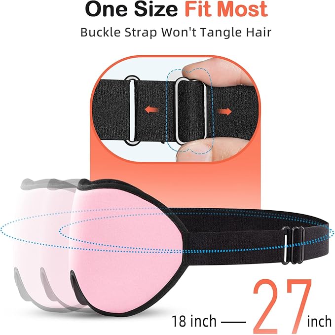 INNELO 3D Contoured Sleep Mask for Side Sleepers, 100% Light Blocking Sleeping Mask for Men & Women, Soft, No Pressure on Eyes, Airplane Blindfold for Travel, Night Eye Cover for Nap, Yoga, Pink