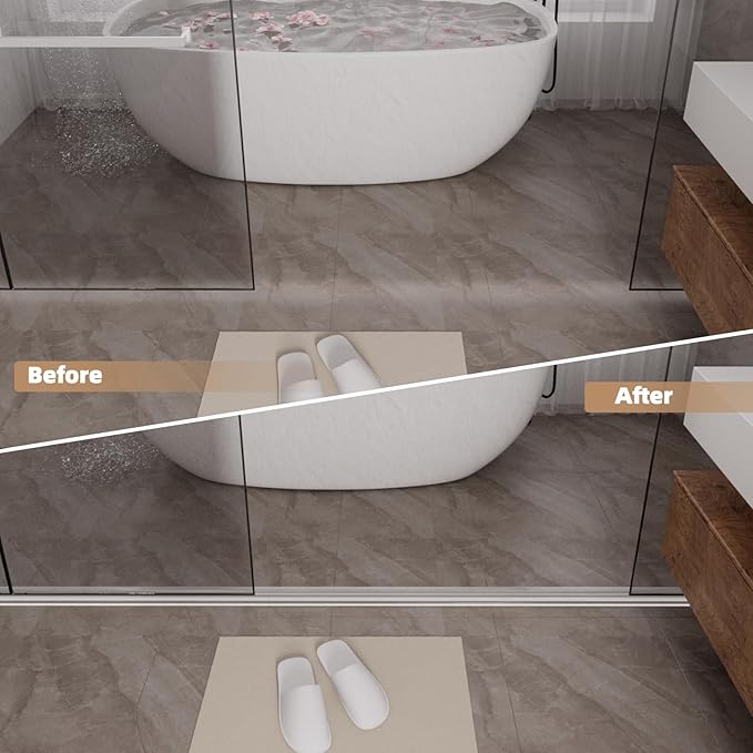 78" Transparent Shower Threshold Water Dam Stopper for Dry and Wet Separation, Self-Adhesive Collapsible Walk-in Shower Splash Guard Seal Strip, Silicone Sink Edge Water Barrier for Bathroom, Kitchen