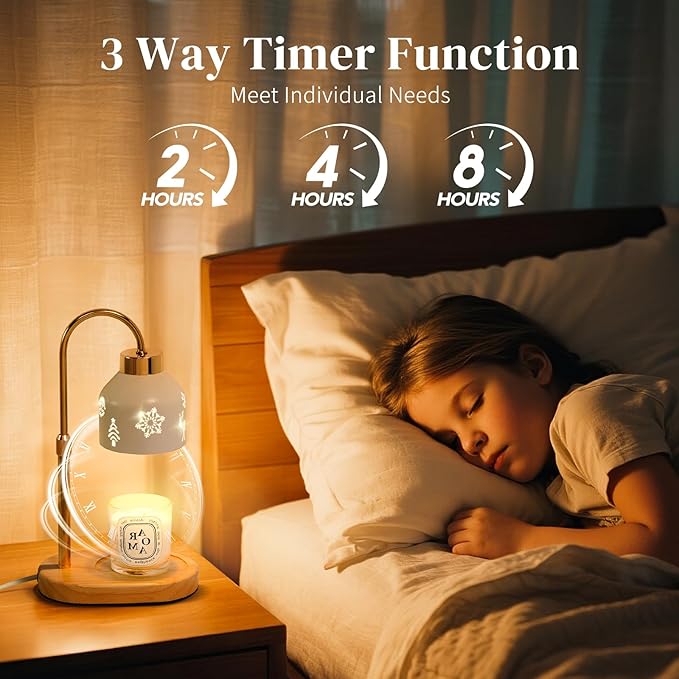 Seniny Christmas Candle Warmer Lamp with Timer, Adjustable Height Dimmable Lamp Candle Warmer for Jar Candles, Electric Warming Light, Home Decor Flameless Wax Melter Lamps, Birthday Gifts for Women