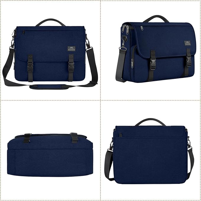 MATEIN Messenger Bag for Men, Briefcases Lightweight Men's Laptop Bag 17.3 inch Water Resistant Crossbody Satchel Computer Work Office Case with Shoulder Strap, Blue