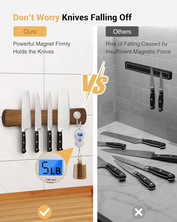 Magnetic Knife Holder for Wall, 12 Inch Wood Strong Magnetic Knife Strip, Small Kitchen Storage Space Savers, Rv Apartment Farmhouse Accessories Organizer, Housewarming Gifts for New Home