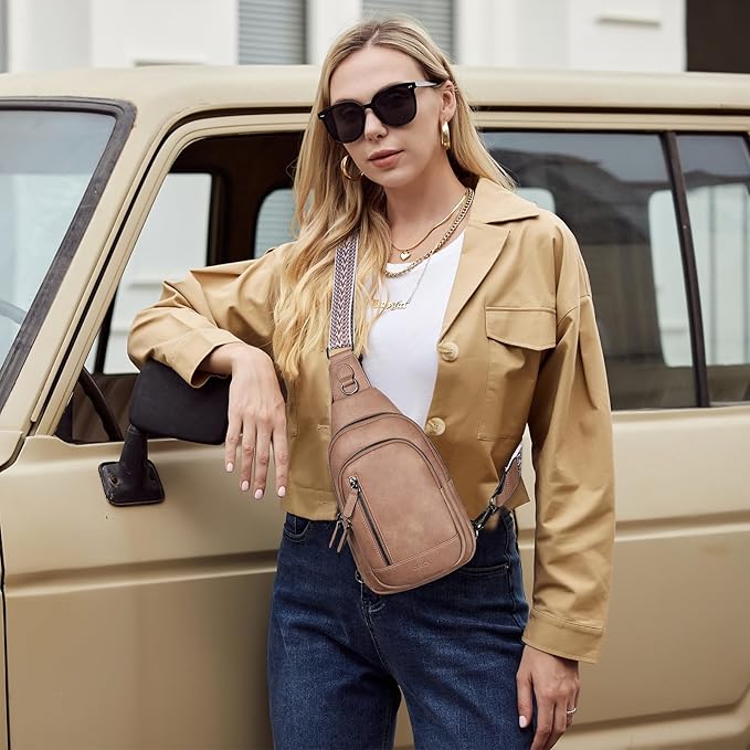 CLUCI Crossbody Bags for Women Men, Leather Sling Bag Cross Body Backpack for Woman Gifts for Women Birthday Unique