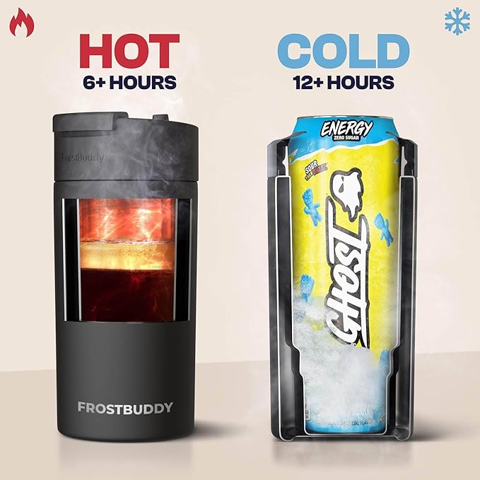 Frost Buddy Universal Can Cooler - Fits all - Stainless Steel Can Cooler for 12 oz & 16 oz Regular or Slim Cans & Bottles - Stainless Steel (Dark Glitz)
