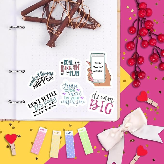 BulbaCraft Motivational Stickers for Adults - Goal Getter Party Favors & Decorations, Waterproof Vinyl Inspirational Decals for Water Bottle, Laptop, Gifts for Women & Men