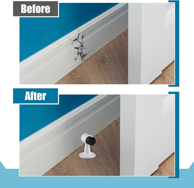Yaocom 2 Pack Heavy Duty Floor Mounted Door Stop 3 in Aluminum Commercial Grade Door Stopper with Rubber Bumper & Stainless Steel Screws (White)