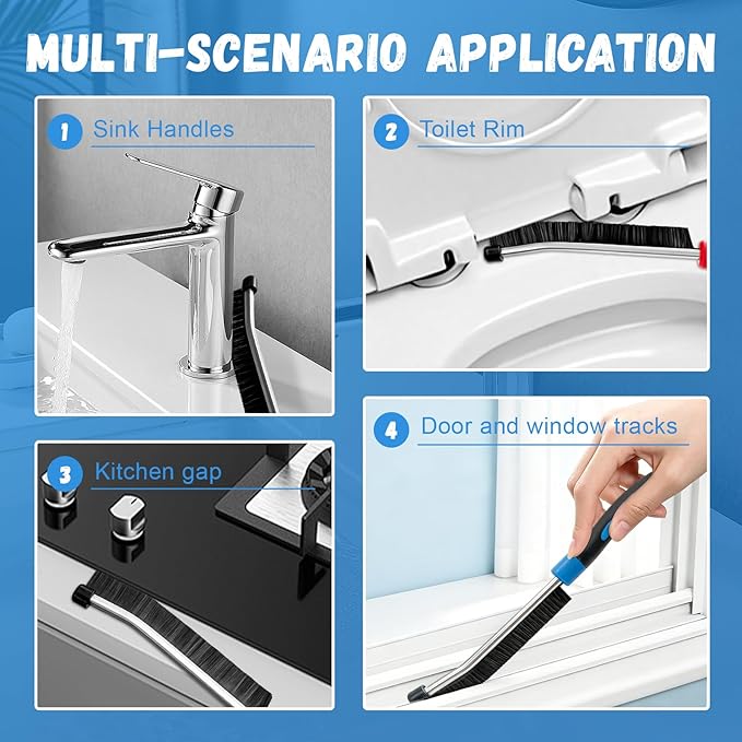 5 Colors Crevice Cleaning Brush Set, Hard Bristle Cleaning Brush, Gift for Her, Grout Brush for Home, Bathroom, Ktichen, Window and Corners