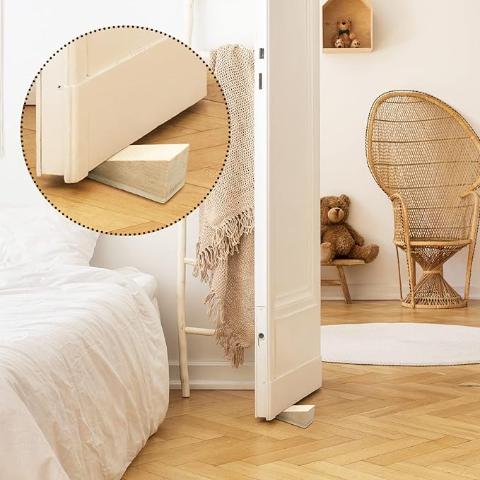 6 Pcs Wooden Door Stopper Wedge Non Slip Firefighter Wood Door Stopper Wedge for Most Surfaces Solid Block
