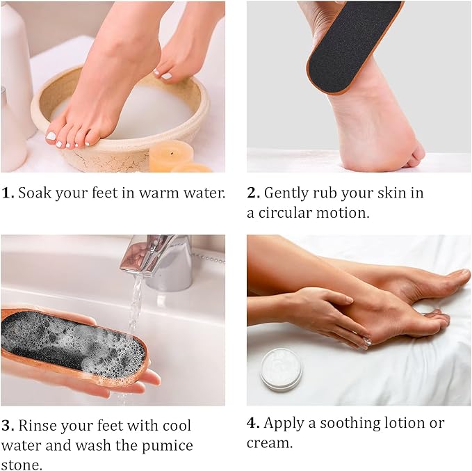 Pumice Stone Foot File - Wooden Pedicure Feet Scrubber with Handle for Callus, Dry, and Dead Skin Removal - Heel Scraper for Feet, Hands, and Body - Foot Filer for Use in Shower