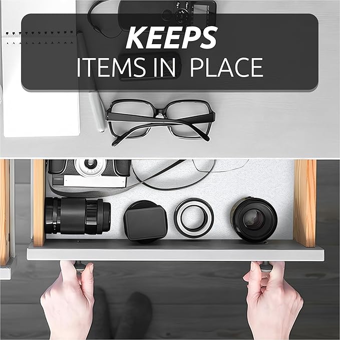 18X96 Inch Shelf Liner with Scissor & Tape Measure for Kitchen Cabinets, PVC Drawer Liner for Dresser Non-Slip Bathroom, Non-Adhesive Cabinet Liner Washable (White)